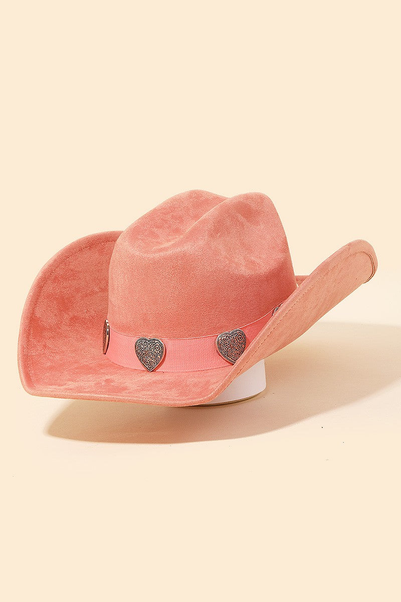 Engraved Heart Charm Cowboy Hat (3 Colors)