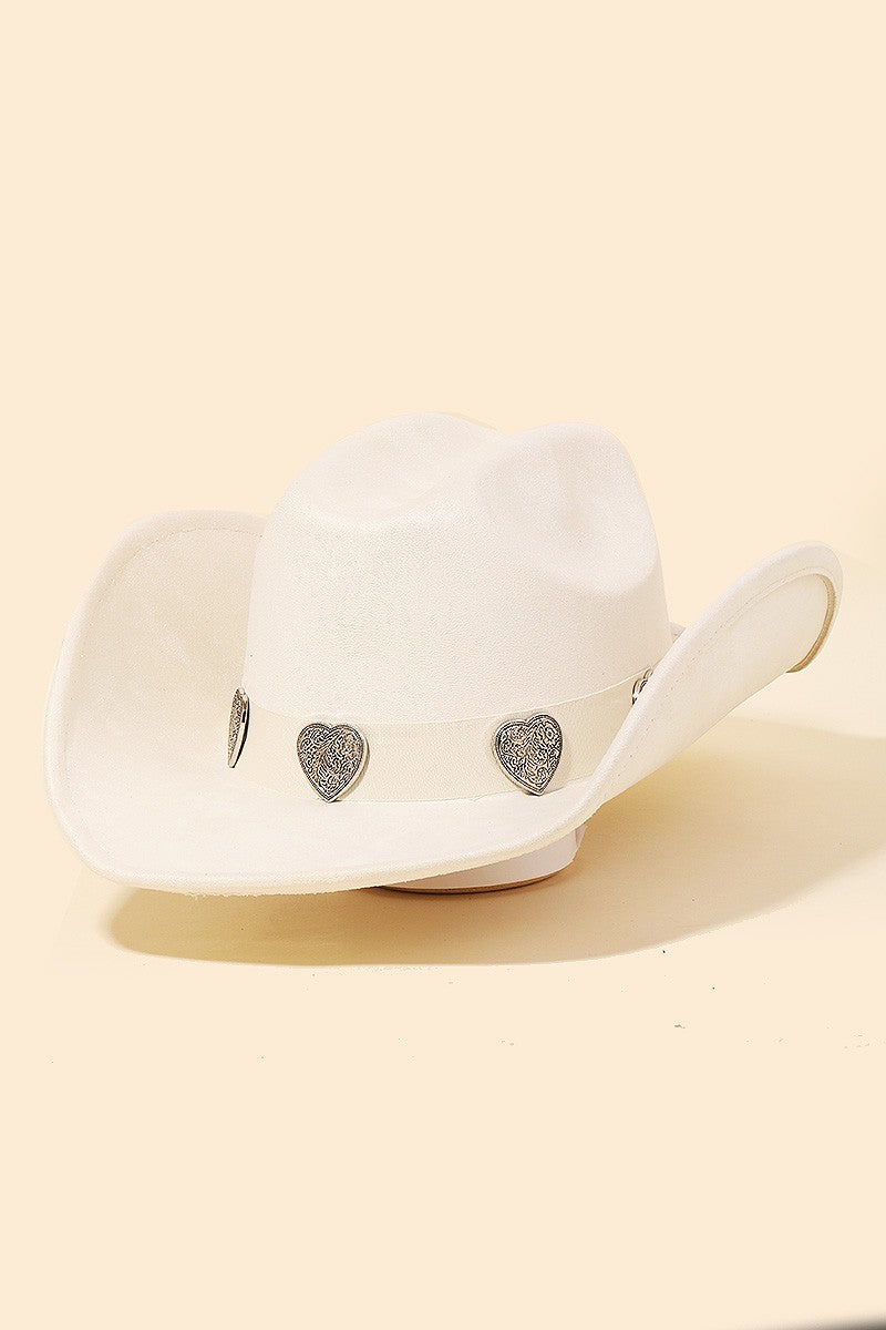 Engraved Heart Charm Cowboy Hat (3 Colors)