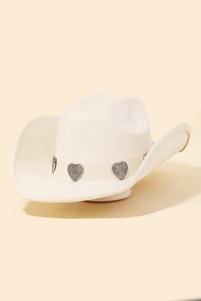 Engraved Heart Charm Cowboy Hat (3 Colors)