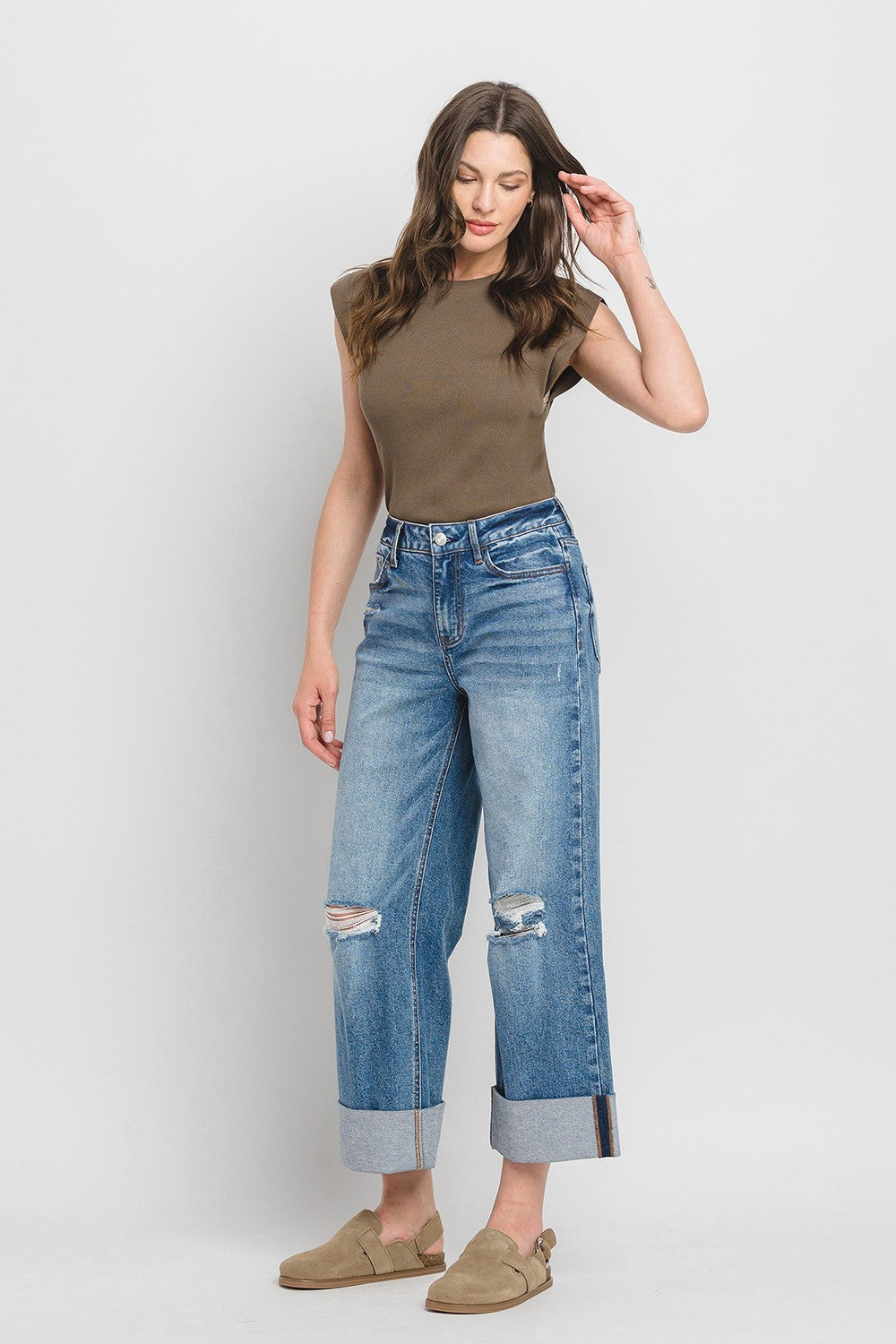 Cuffed Baggy Jeans by Lovervet