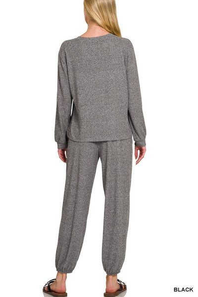 Soft Hacci Jogger Set - Black