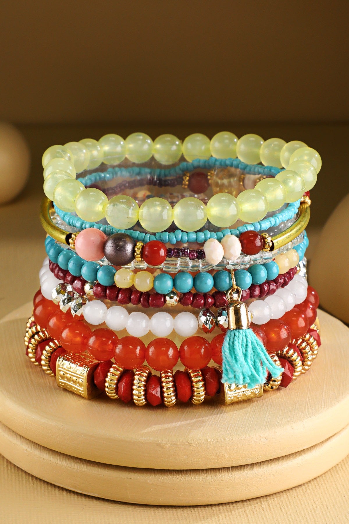 9 Layered Multi-Colored India Stretch Bracelet