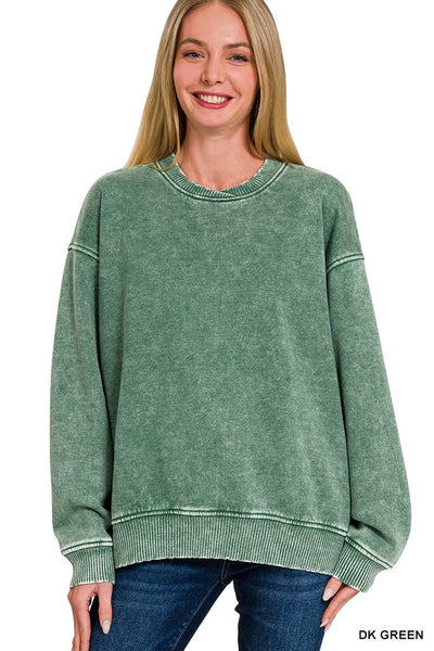 Acid Oversized Fleece Pullover - Dark Green