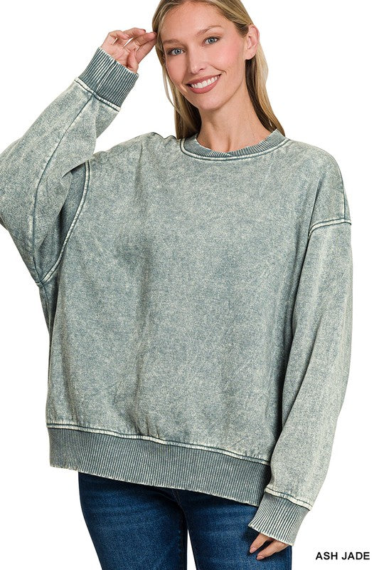 Acid Oversized Fleece Pullover - Ash Jade