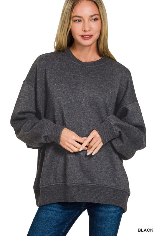 Acid Oversized Fleece Pullover - Black