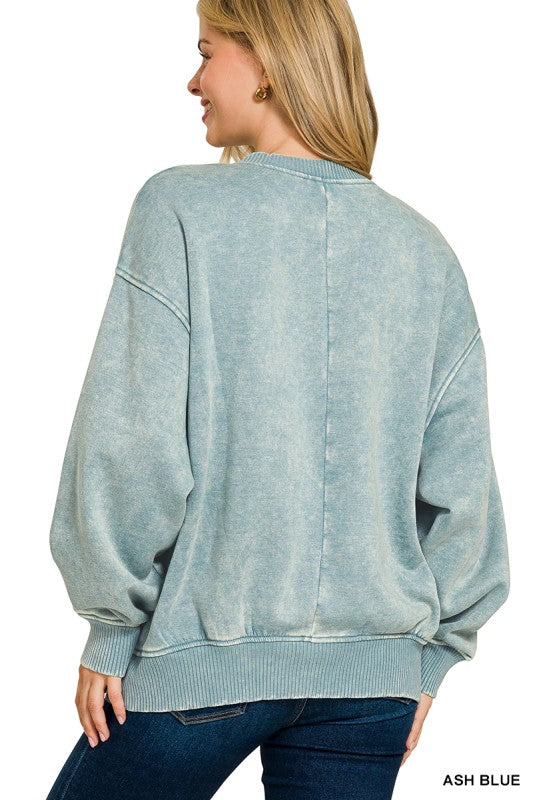 Acid Oversized Fleece Pullover - Ash Jade