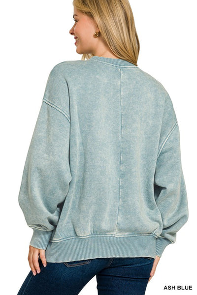 Acid Oversized Fleece Pullover - Ash Jade