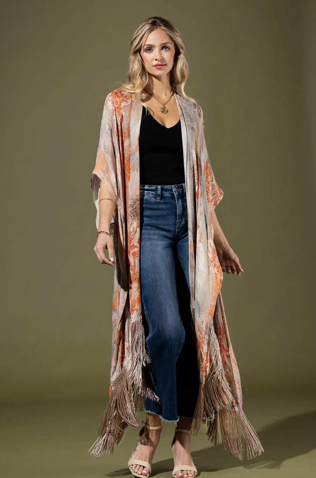 Santa Fe Watercolor Fringe kimono
