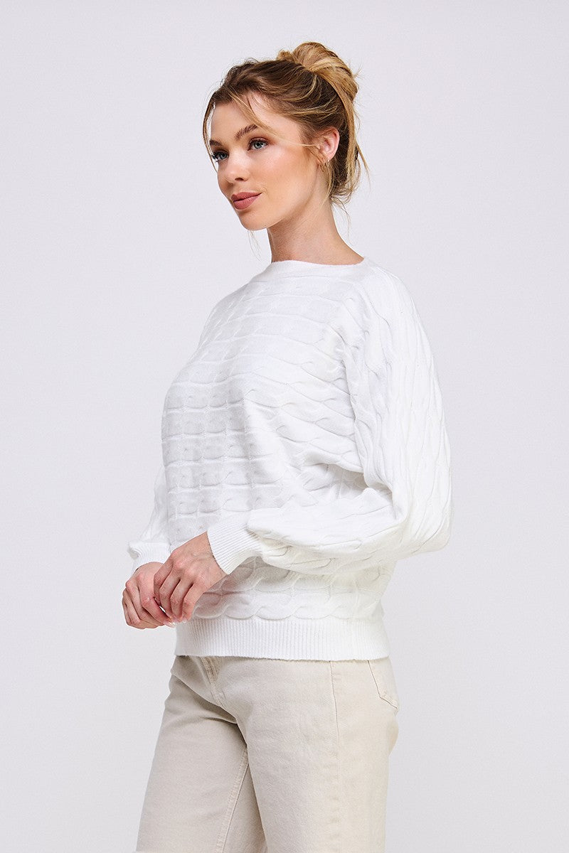 Dolman Fine Gauge Knit Sweater - Off White