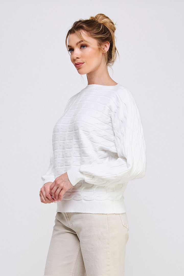 Dolman Fine Gauge Knit Sweater - Off White