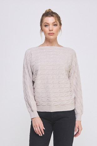 Dolman Fine Gauge Knit Sweater - Heather Oat