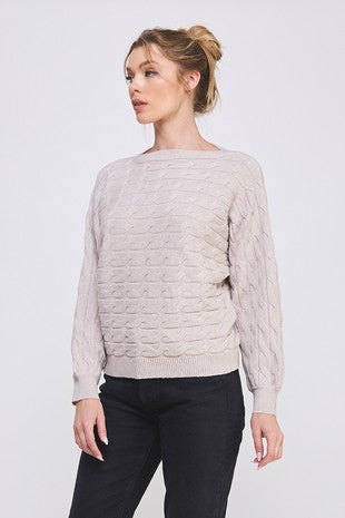 Dolman Fine Gauge Knit Sweater - Heather Oat