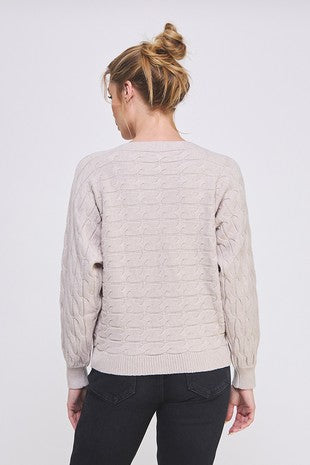 Dolman Fine Gauge Knit Sweater - Heather Oat
