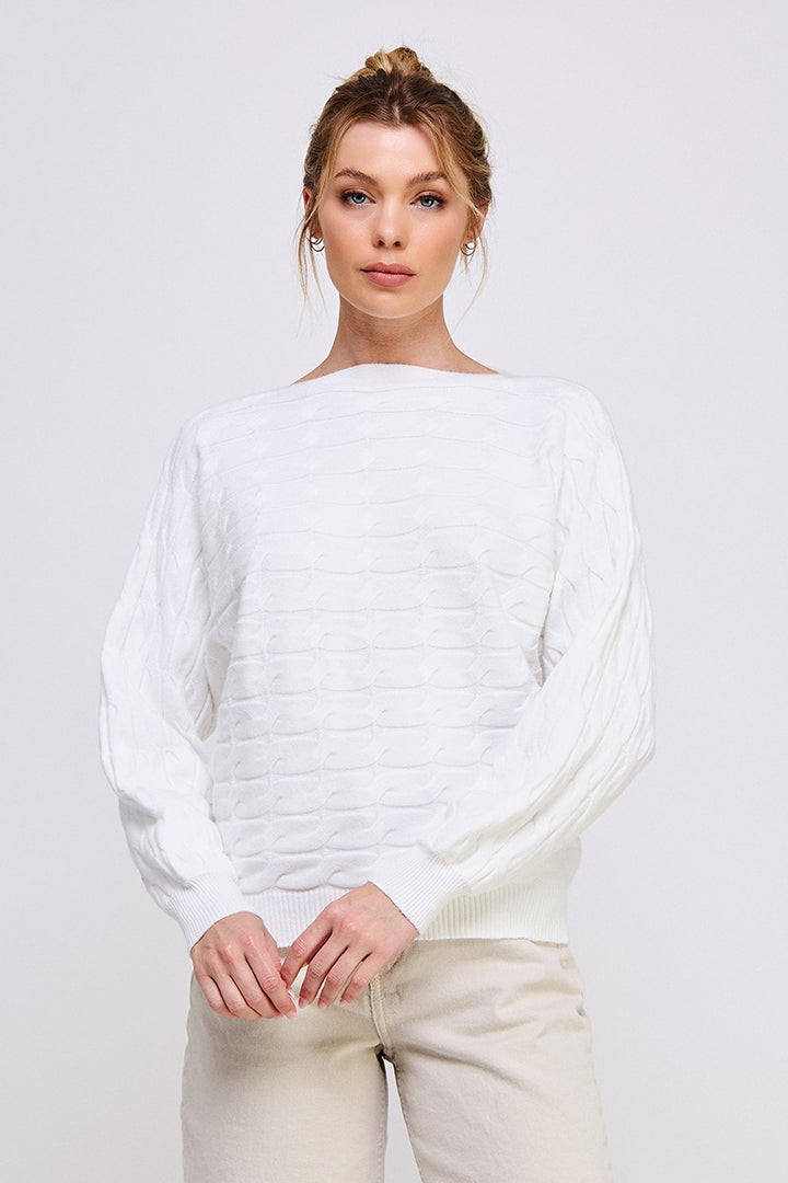 Dolman Fine Gauge Knit Sweater - Off White