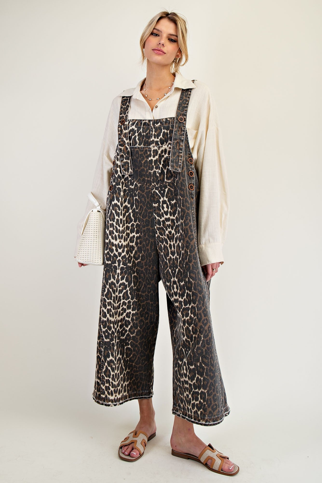 Leopard Twill Overalls by Easel