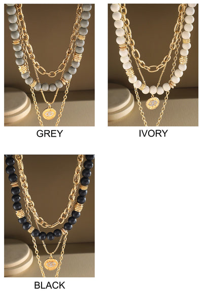 Layered Magic Horn & Evil Eye Charm Necklace (3 color options)