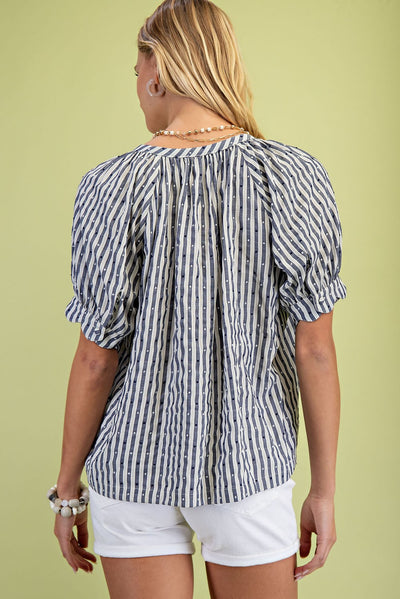 Swiss Dot Stripe Blouse