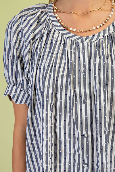 Swiss Dot Stripe Blouse