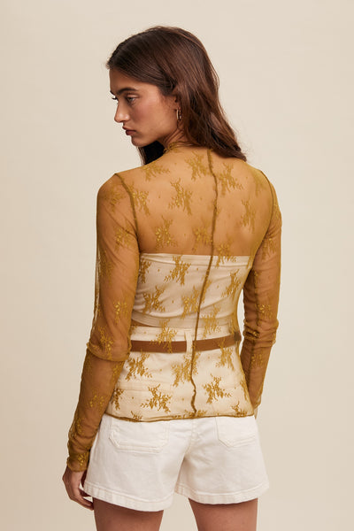 Lemon Grass Sheer Lace Top