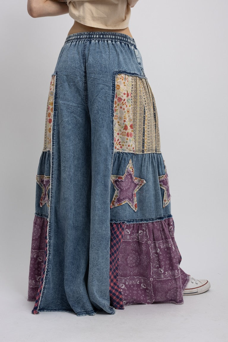 Free Spirit Wide Leg Patch Pants