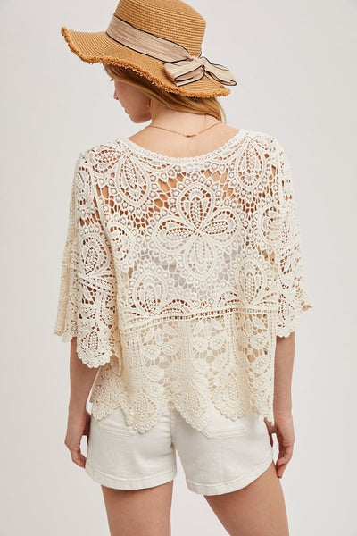Scoop Neck Crochet Lace Top
