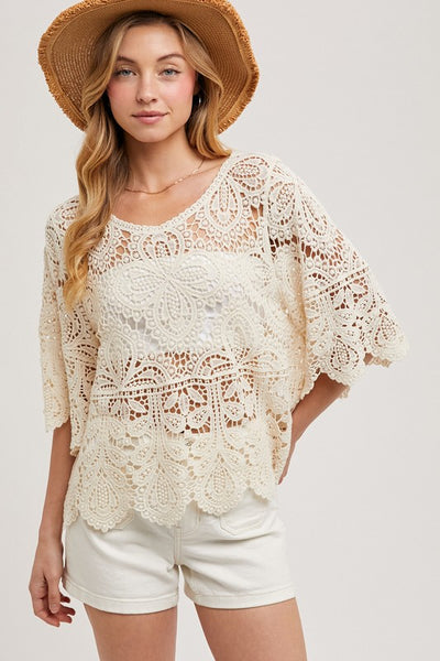 Scoop Neck Crochet Lace Top