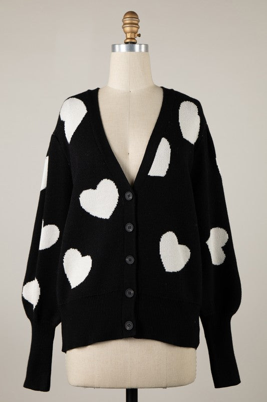 Scattered Heart Button Down Cardigan