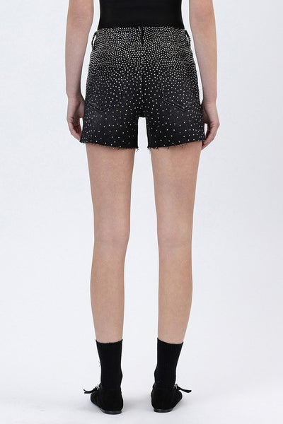 Black Super Star Studded Shorts