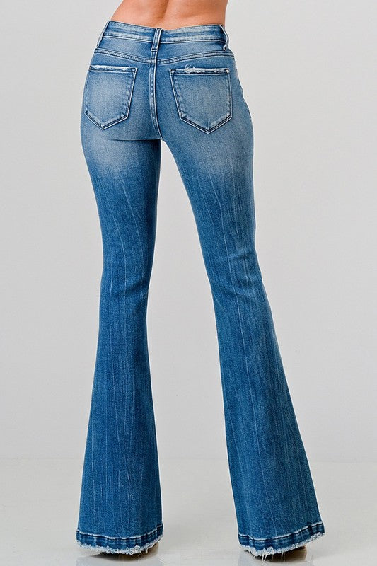 Celeste Petite Distressed Flare Jeans