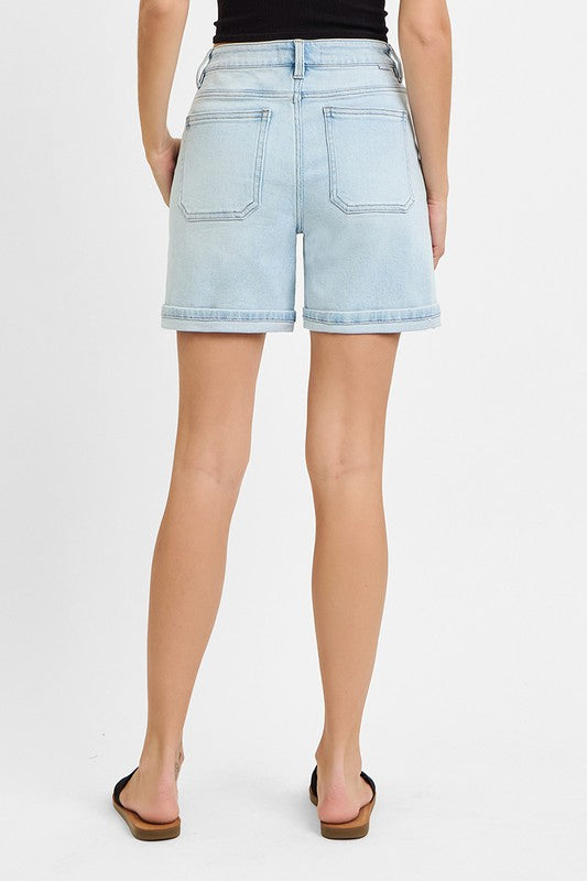 Light Washed Cuffed Relaxed Shorts