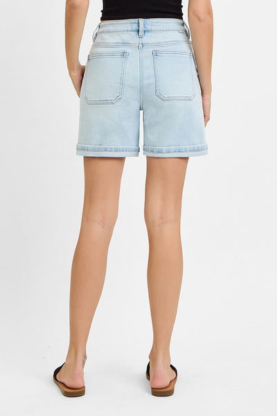 Light Washed Cuffed Relaxed Shorts