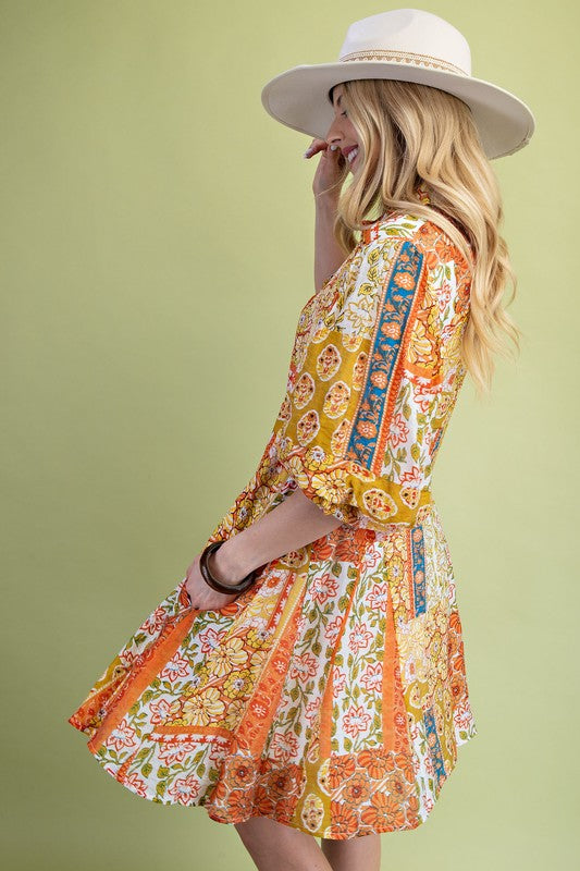 Brick Paisley Shirt Dress