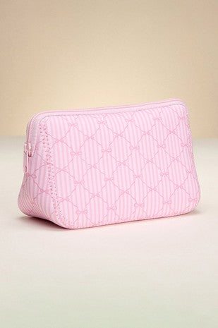 Striped Bow Pattern Cosmetic Pouch Bag