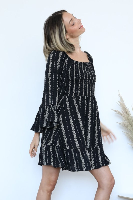 Midnight Meadow Sleeve Dress