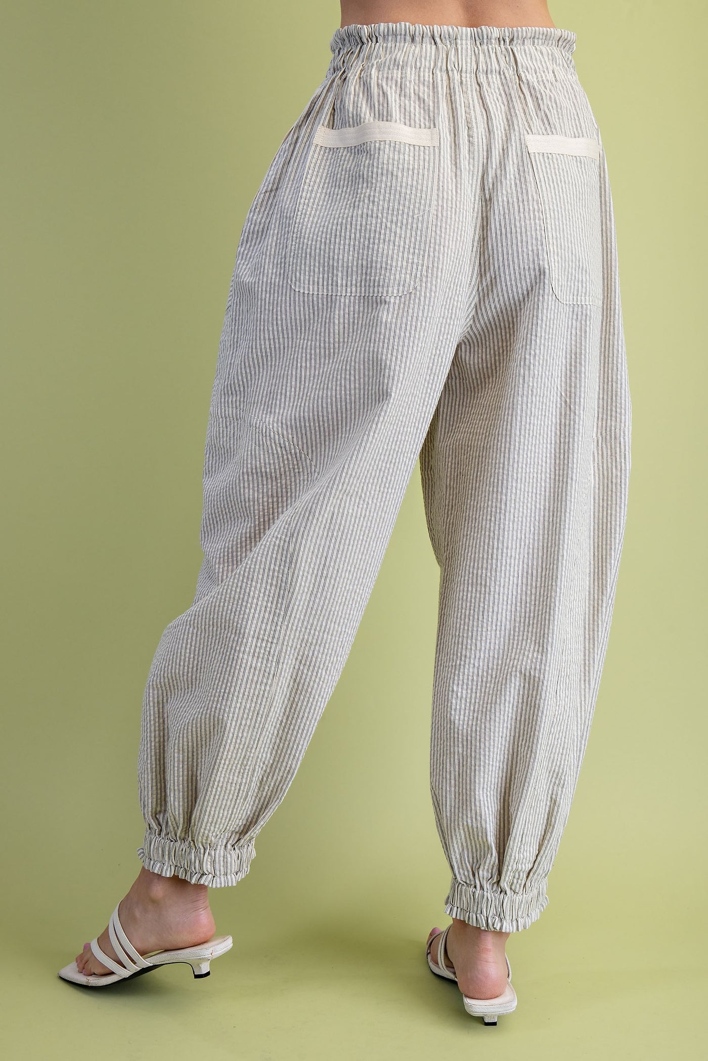 Fairen Striped Parachute Pants- Cream