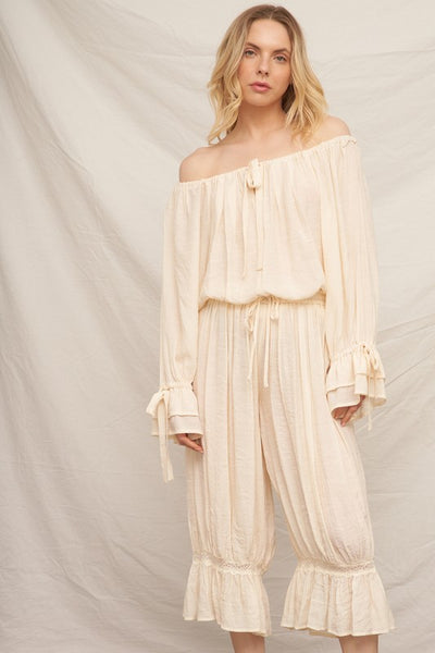 Cropped Cream Bloomer Pants