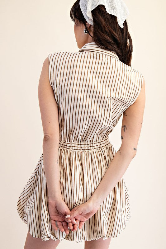 Classic Striped Bubble Hem Shirt Dress
