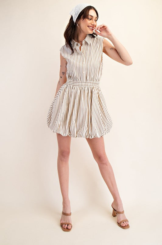 Classic Striped Bubble Hem Shirt Dress