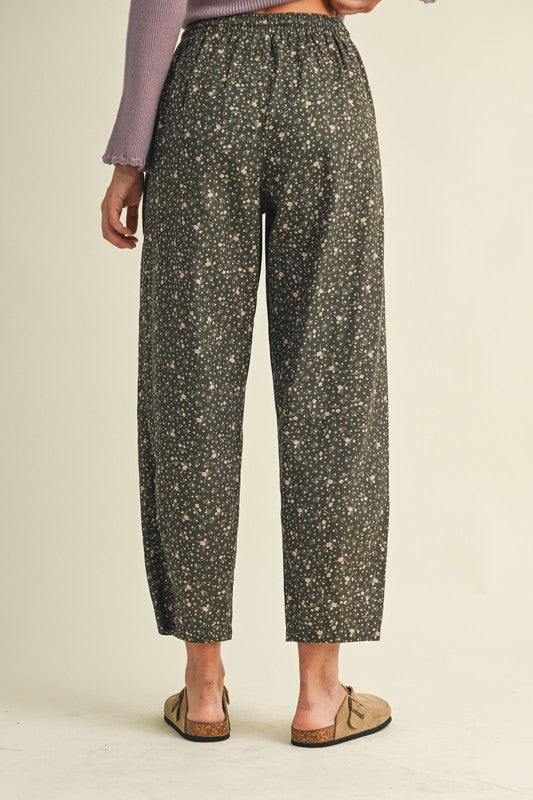 Ditsy Fall Barrel Leg Pants (2 colors)