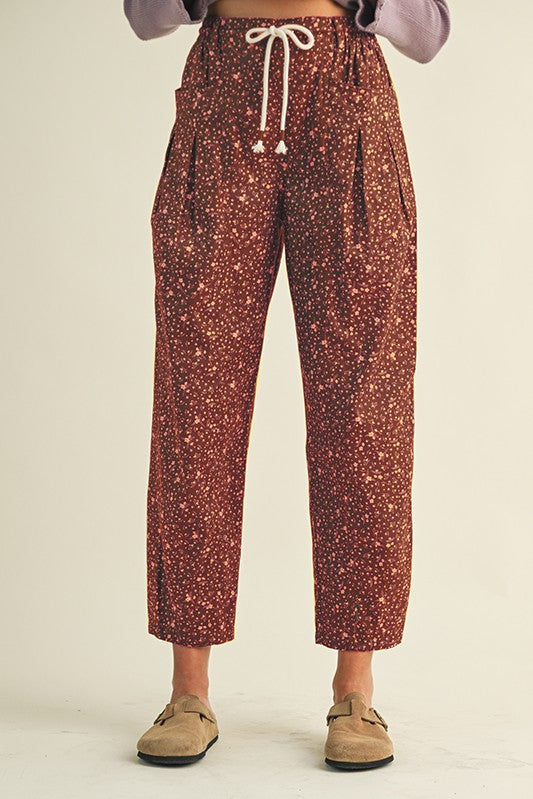 Ditsy Fall Barrel Leg Pants (2 colors)
