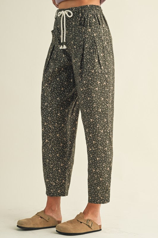 Ditsy Fall Barrel Leg Pants (2 colors)