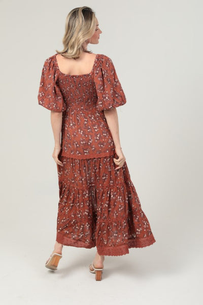 Cinnamon Patch V-Neck Dress