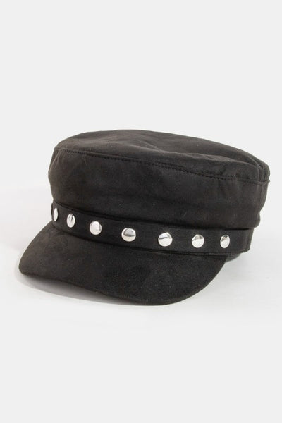 Disc Studded Faux Suede Beret Hat
