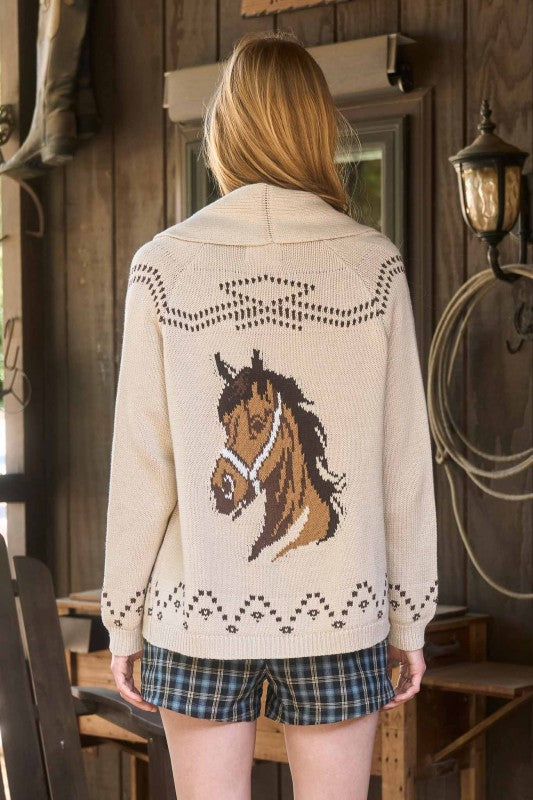 Horse Jacquard Knit Cardigan