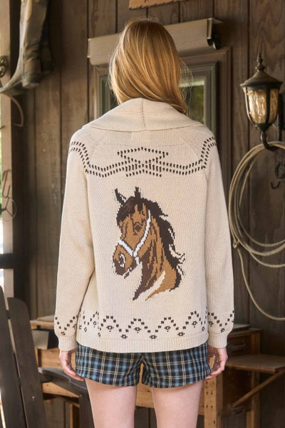 Horse Jacquard Knit Cardigan