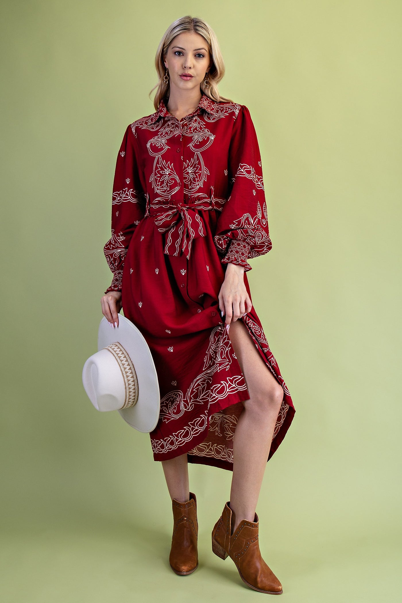 Crimson Western Midi Dress