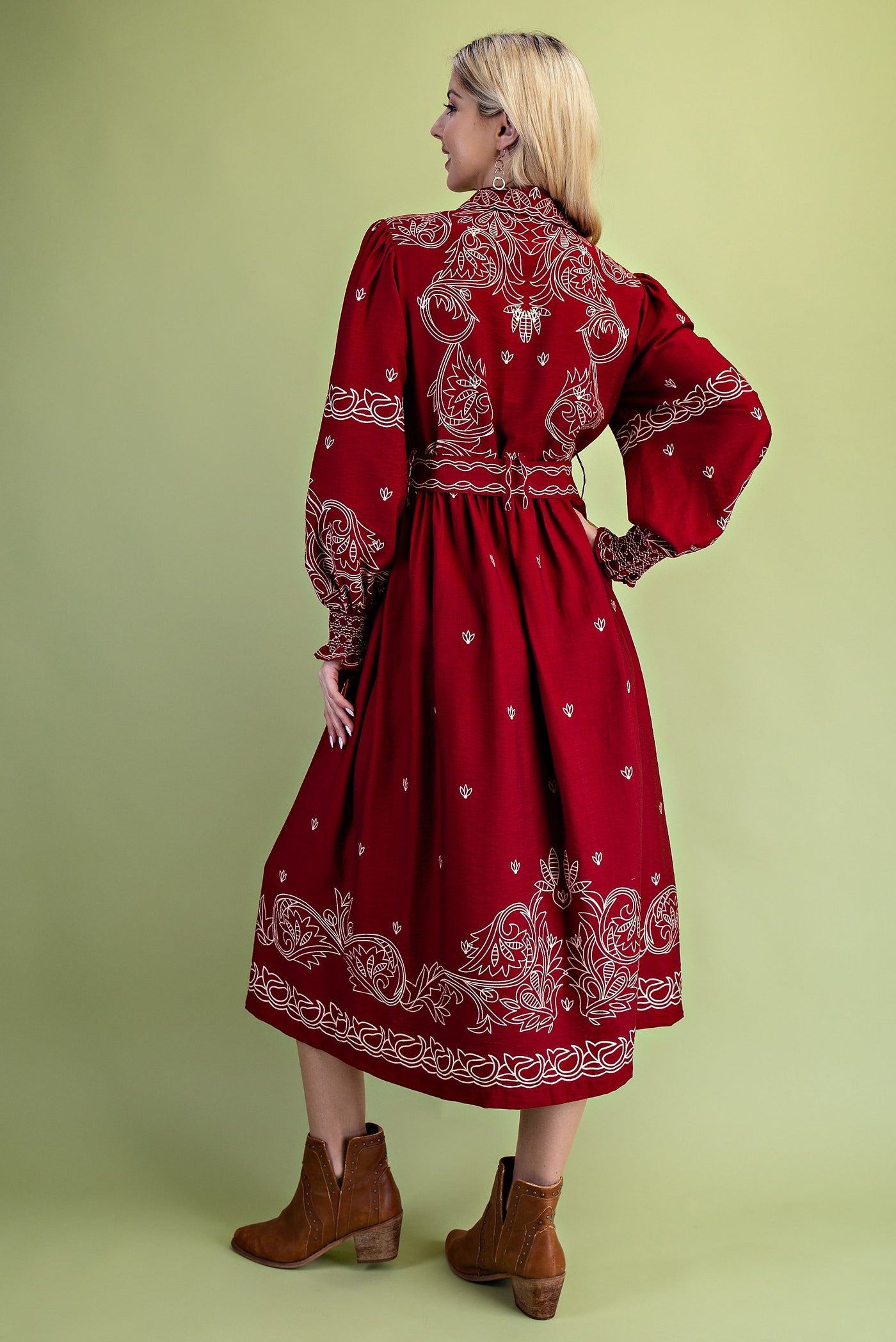 Crimson Western Midi Dress