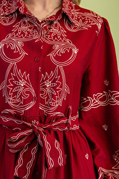 Crimson Western Midi Dress