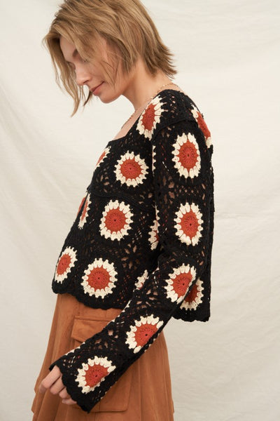 Sunflower Crochet Square Top