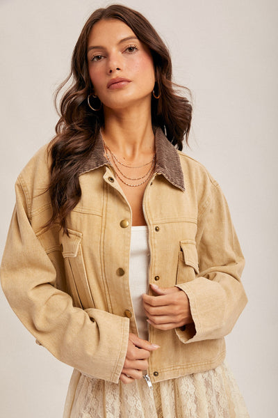 Corduroy Collar Barn Jacket - Sand